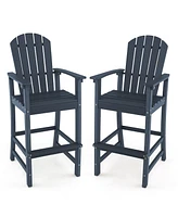 Counter Height Outdoor Hdpe Bar Stool with Armrests and Footrest