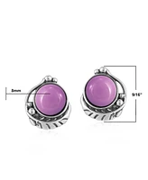 Sterling Silver Phosphosiderite Leaf Design Button Earrings