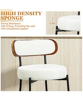 Dyhome 24 inches Bar Stools Set of 3, Modern Counter Height with Wood Back for Kitchen Island, Boucle Fabric Upholstered Barstools Home