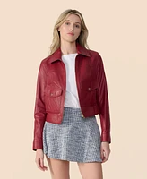 Furniq Uk Women's Bomber Leather Jacket, Created for Macy's