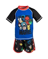 Avengers Boys Upf 50+ Rash Guard and Swim Trunks Outfit Set