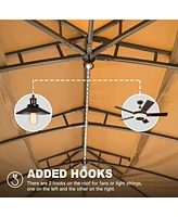 Gazebo 10x14FT, Outdoor with Double Roofs, Privacy Curtains, Mosquito Nettings, Heavy Duty Metal Frame Party Tent Canopy for Patio, Backyard, D