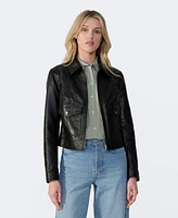 Furniq Uk Women's Bomber Leather Jacket