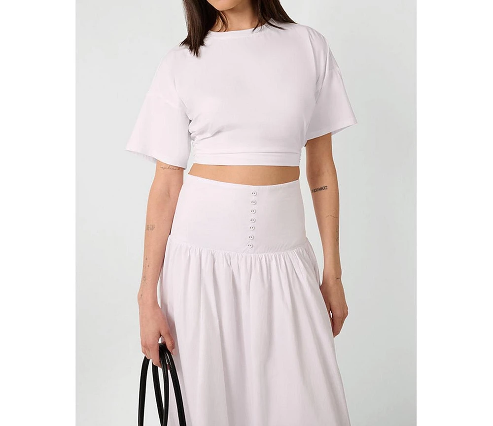 WeWoreWhat Women's Ruched Cropped Tee