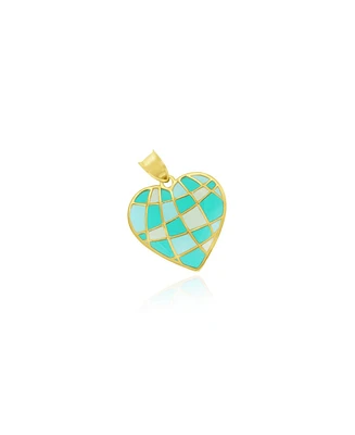 The Lovery Teal Enamel Heart Charm 14K Gold