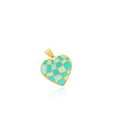 The Lovery Teal Enamel Heart Charm 14K Gold