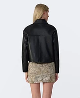Furniq Uk Women's Cropped Leather Jacket