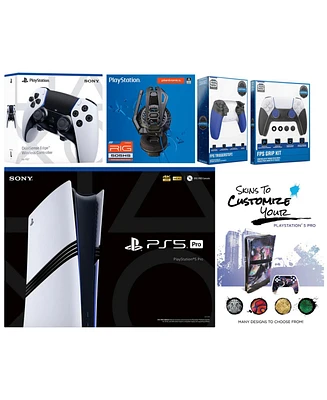 Sony Playstation 5 Pro Bundle with Extra Edge Controller, Plantronics Headset, Trigger Stop Kit, Fps Grip Kit and MightySkins Decal Voucher