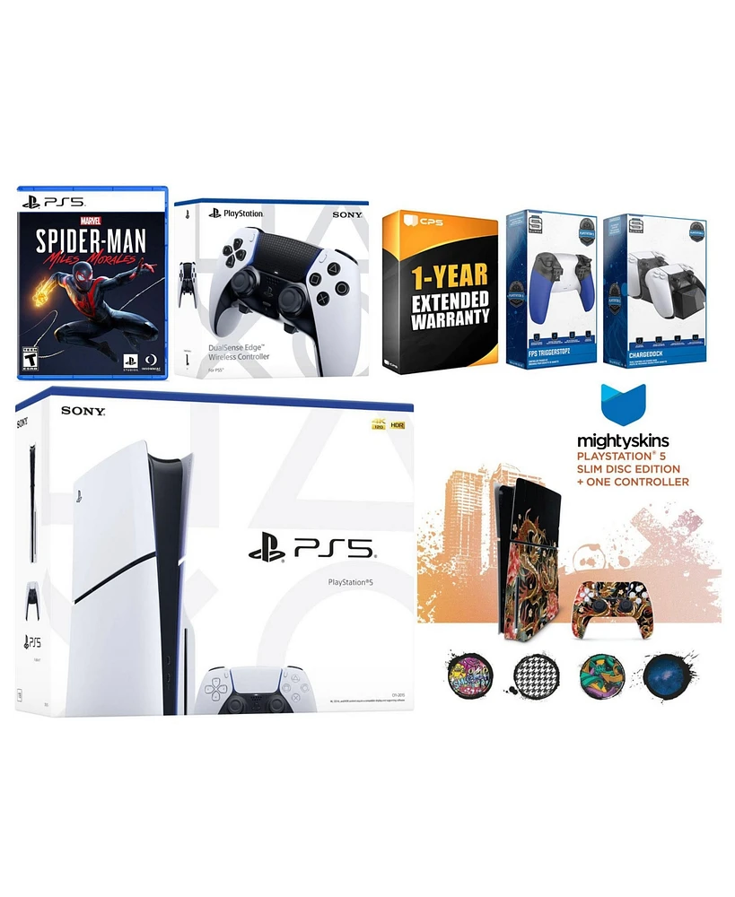 Sony Playstation 5 Slim Disc with Spider-Man: Miles Morales, Extra Edge Controller, Trigger Stop Kit