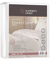 Superity Linen 100% Premium White Cotton Duvet Covee 200 Thread Count