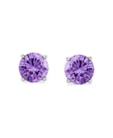 Bling Jewelry Set of 2 Round Multi Color Cz Stud Earrings Sterling Silver 7MM