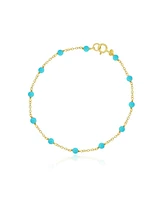The Lovery Turquoise Bead Chain Bracelet 14K Gold