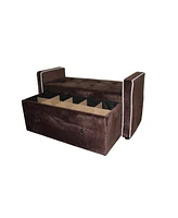 Suede Storage Bench with Drawer for Shoes and Accessories in Entryway