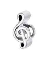 Bling Jewelry Set of 2 Music Notes G Clef & Electric Guitar Charm Bead Sterling Silver