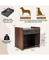 Indoor Dog Crate Furniture with 2 Fabric Drawers and End Table – Multi-Functional Pet Cage for Home Use