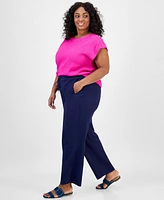 Jones New York Plus Linen-Blend Drawstring Pants