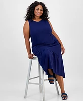 Jones New York Plus Ruffled High-Low Dress