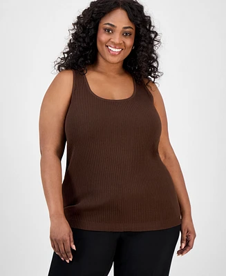 Jones New York Plus Sutton Ribbed-Knit Tank Top