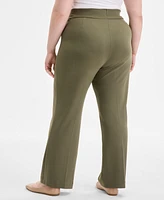 Jones New York Plus Serenity Piping-Trim Ponte-Knit Pants