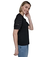 Karl Lagerfeld Paris Women's Logo-Trim Top