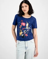 Pretty Rebel Juniors' New York Glitter Mineral Wash Cotton Graphic T-Shirt