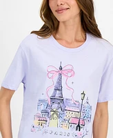 Rebellious One Juniors' Paris Bow Graphic T-Shirt