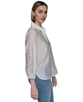 Karl Lagerfeld Paris Women's Floral Cutout Blouse