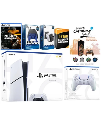 Sony Playstation 5 Slim Disc with Call of Duty: Black Ops 6, Extra Galactic Purple Controller, Gamer Starter Pack, Charge Dock and MightySkins Voucher