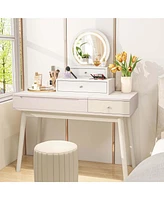 Vanity Mirror with 2 Slide-out Drawers 3 Lighting Modes & Adjustable Brightness