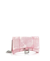 Pre-Owned Balenciaga Hourglass Chain Wallet Denim Printed Leather