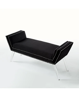 Upholstered Velvet Bench – Chic Accent Bench with Soft Cushion for Bedroom, Entryway, or Living Room