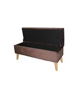 Cozy Brown Suede Storage Bench