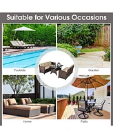 3PCS Rattan Dining Set Patio Furniture 6 Seats Sofa Cushioned