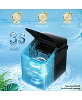 Cowsar Ice Maker Countertop Ice Machine, 2 Sizes S/L 8 Bullet Ice Ready in 9 Mins, 26.5lbs/24H, Portable Small Ice Maker with Self-Cleaning,Scoop,Bask