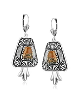 Sterling Silver Picture Jasper Trapezoid Earrings
