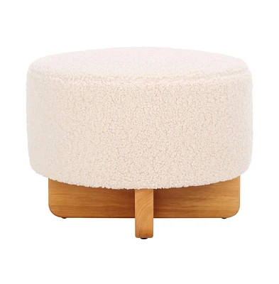 Riah Faux Shearling Round Ottoman