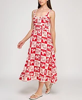 Planet Gold Juniors' Floral-Print Pom Pom-Trim Dress