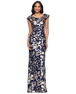 Betsy & Adam Women's Floral-Foil Powermesh Sheath Dress