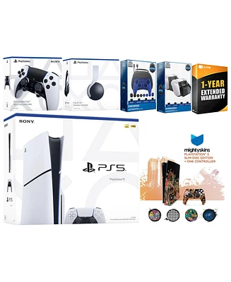 Sony Playstation 5 Slim Disc with Pulse Headset, Extra Edge Controller, Gamer Kit