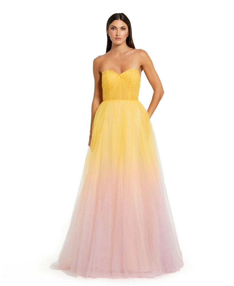 Mac Duggal Women's Strapless Sweetheart Ombre Tulle Ballgown