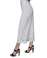 Karl Lagerfeld Paris Women's Floral-Hem Pull-On Pants