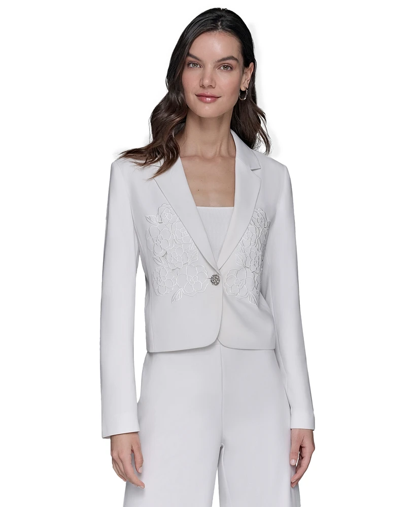 Karl Lagerfeld Paris Women's Cropped Embroidered Blazer