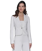 Karl Lagerfeld Paris Women's Cropped Embroidered Blazer