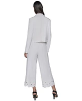 Karl Lagerfeld Paris Women's Cropped Embroidered Blazer