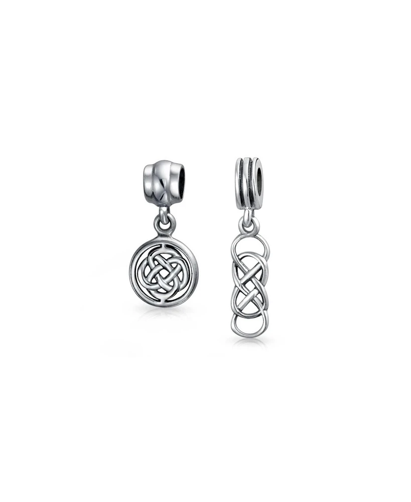 Bling Jewelry Set of 2 Romantic Celtic Love Knot Infinity Dangle Charm Bead Sterling Silver