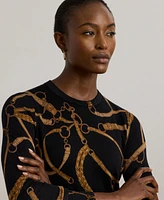 Lauren Ralph Women's Belting-Print Cotton-Blend Sweater