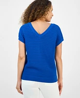 Style & Co Petite Cotton Double V-Neck Sweater, Exclusively at Macy's