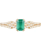 Emerald (5/8 ct. t.w.) & Diamond (1/4 Ring 14k Gold (Also Ruby Sapphire)