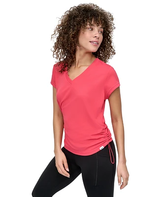Dkny Sport Women's Crewneck Short-Sleeve Side-Ruched Top