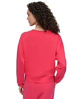 Dkny Sport Women's Rhinestone-Logo V-Neck Pullover Top